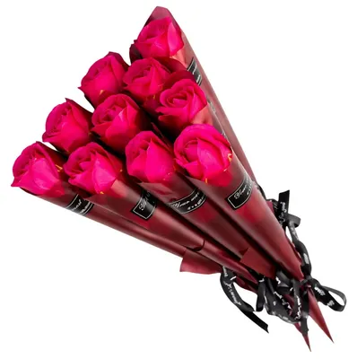 Produktbild von Strauß aus 10 rosa Seifenrosen, elegantes Geschenk, 28 cm