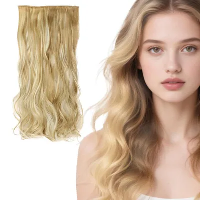 Image de Extension de cheveux synthétique, invisible, 50 cm, blond foncé beige