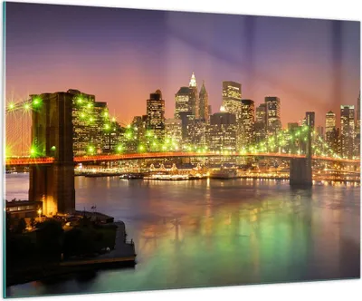 Produktbild von Bilder auf glas - New York Brücke - 100x70cm - Glasbilder - Wandbilder - Kunstdruck - zum Aufhängen bereit - Wanddekoration aus Glas - Glas Bilder - Wandbild auf Glas - Einteilig - GAA100x70-3517