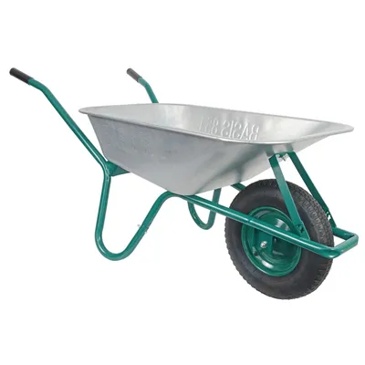 Produktbild von HBH® Schubkarre 85L mit verzinkter Mulde, 2‑teiligem Stahlrahmen, Luftrad 4.00‑8, kugelgelagert, 160 kg Tragkraft, grün