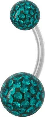 Produktbild von Karisma Edelstahl 316 L Bauchnabel Piercing Sealed mit Kristall Elements 5/8mm Epoxyharz Kugeln Türkis - 10.0 Millimeter