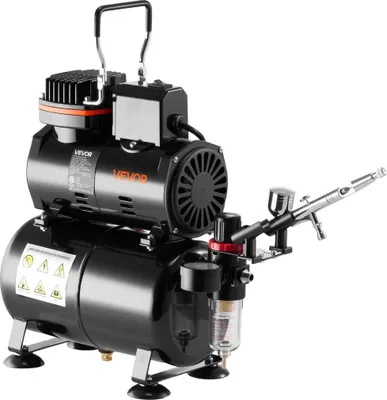 Immagine prodotto di Kit aerografo Kit aerografo Compressore d'aria da 1/6 HP Serbatoio 1 Aerografo 3 punte