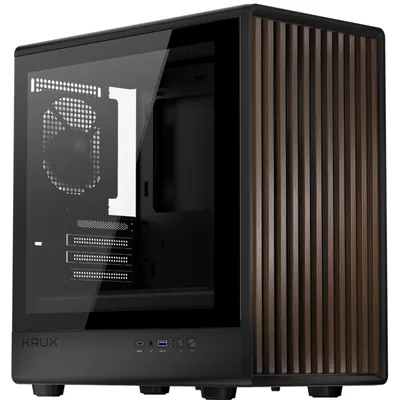 Produktbild von KRUX mATX Gaming-Gehäuse Helio, mATX, 1x120mm Lüfter, Holz, USB-C