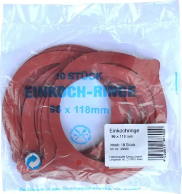 Produktbild von Einkochringe Gummi rot 96 x 118 mm, 10 Stück, passend für handelsübliche Einmachgläser