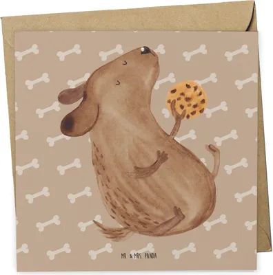 Produktbild von Mr. & Mrs. Panda doppelkarte Hund Keks - Hundeglück - Geschenk, Hundeleckerli, faltkarte, Klappkarte, anlasskarte, Leckerli, Glückwunschkarte, Hungrig, Sprüche, Grußkarte