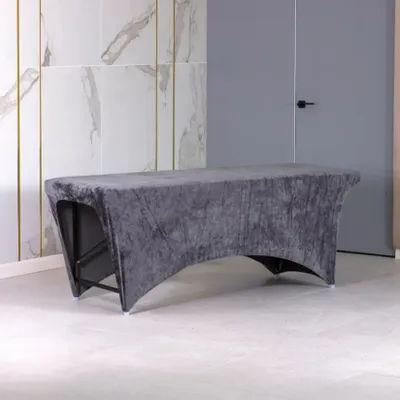 Obrázek produktu pro Veloursový potah na kosmetické lehátko | Pro kosmetické salóny | Praktický výřez pro nohy | Snadná údržba | 190x70 cm, Šedá