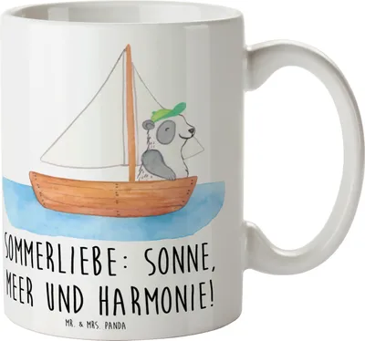 Produktbild von Mr. & Mrs. Panda Kaffeetasse Sommerliebe - Weiß - Geschenk, Sommergefühle, Paradies, Summer Vibes, Tasse, Wetter während des Jahres, Winter, cappuccinotasse, Strand, Pott