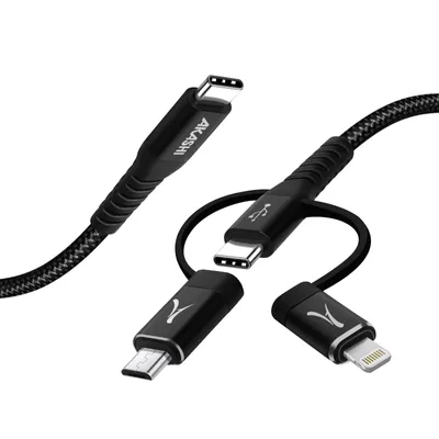 Obrázek produktu pro nabíjecí a synchronizační kabel 3 v 1 3A, délka 1 m, Akashi - černý