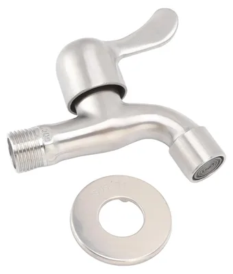 Produktbild von Wasserhahn für Waschmaschine, Wannenhahn, Edelstahl, Wandmontage, einzelnes kaltes Wasser mit Bubbler und Ventil
