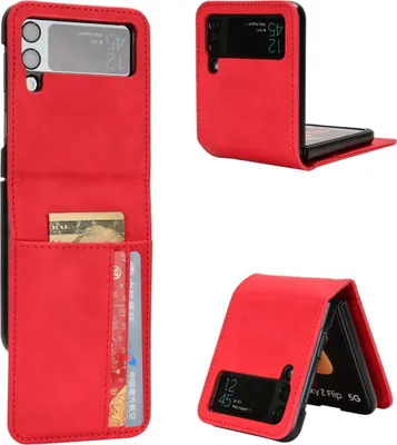 Zdjęcie produktu dla Pokrowiec König Design kompatybilny z etui na telefon Samsung Galaxy Z Flip4 5G ze skóry syntetycznej - Etui na telefon w kolorze czerwonym