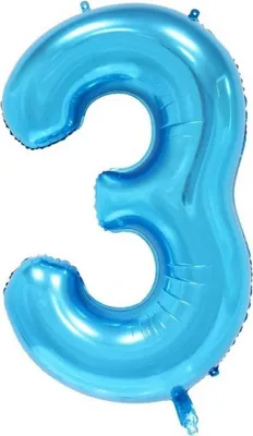 Image de Ballon en plastique nombre 3, environ 100 cm, bleu