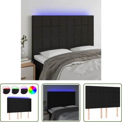 Zdjęcie produktu dla The Living Store zagłówek LED czarny 144x5x118/128 cm tkanina