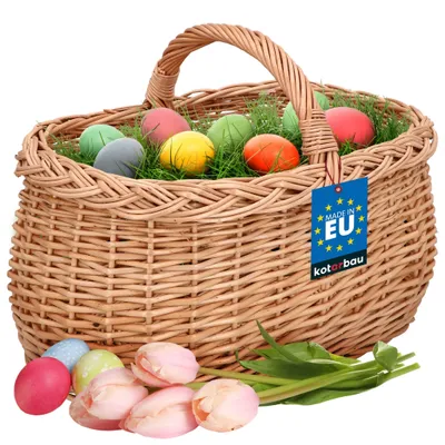 Obrázek produktu pro KOTARBAU® Proutěný košík s rukojetí na nákupy v přírodní barvě Prostorný a pohodlný