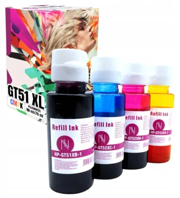 Produktbild von Inkdigo Tintenset GT51 GT52 für HP Smart Tank 500, 513, 515, 518 – CMYK, 300 ml,