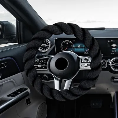 Produktbild von Flauschige Auto Lenkradbezüge, Winter Lenkradbezug, Flauschige Winter Auto Lenkradbezüge, Plüsch passt den meisten Lenkrad 38cm Größe(Schwarz)