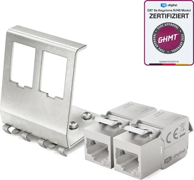 Produktbild von hb-digital Hutschienenadapter 2 Port mit CAT 6a Keystone Modul RJ45