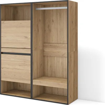 Produktbild von Schuhregal, Schuhschrank, 120x35x145 cm, Für Schlafzimmer, Zimmer, Offener Kleiderschrank, Eiche