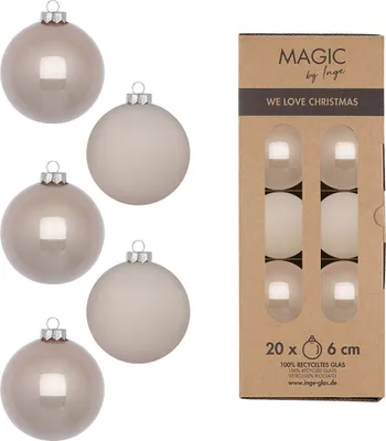 Produktbild von Inge‘s Christmas Decor 16406 P620, Kugel-Weihnachtsschmuck, Glas, Weiß, 6 cm, 20 Stück(e), Box