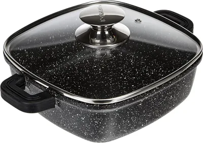 Productafbeelding van Vierkante Braadpan - Gegoten Aluminium Pan - Ovenschotel Maken - Geschikt Voor Inductie - 24 x 24 cm - Zwart