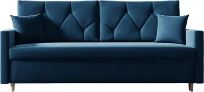 Produktbild von SEPRO-Mobel Schlafsofa ARO Sofa mit Schlaffunktion und Bettkasten Klappsofa Schlafcouch mit Füßen aus Naturholz Veloursstoff Couch in Frabe: Blau