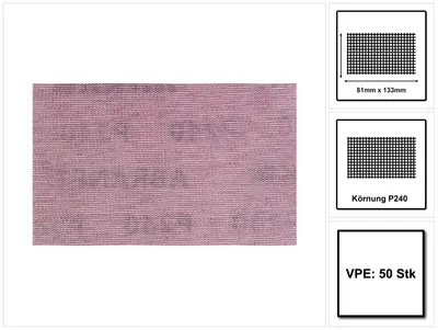 Produktbild von Mirka Schleifblätter Abranet 81 x 133 mm Grip P240 50 Stück 5417805025
