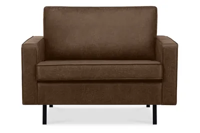 Obrázok produktu pre Široké kreslo Konsimo s podrúčkami 1,5-miestne XL "INVIA", tmavohnedé, umelá koža, vintage, 116x87x98cm