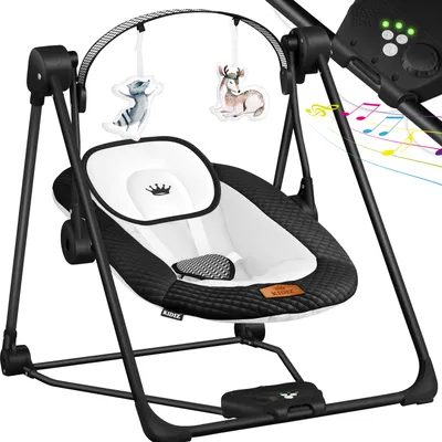 Produktbild von KIDIZ® Babywippe Babyschaukel mit 5 Geschwindigkeitseinstellungen zusammenklappbarer Baby Wippe Schaukel Babyhochstuhl mit Spielbogen Spielzeugen 5 beruhigende Naturgeräusche neugeborene