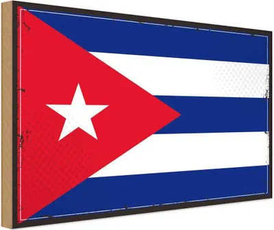 Produktbild von vianmo Holzschild 30x40 cm Kubas Retro Cuba Flagge Fahne Wappen