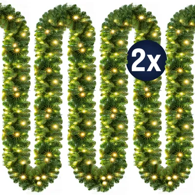 Immagine prodotto di Casaria Ghirlanda di Natale Illuminazione 2x 5m 100 LED Interno Esterno Verde Decorazione Natalizia Ghirlanda di Abete
