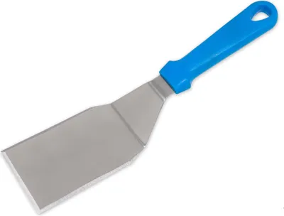 Produktbild von Pizzaspachtel 75 x 120 mm aus gehärtetem Edelstahl mit rutschfestem Griff für Pizza und Flammkuchen