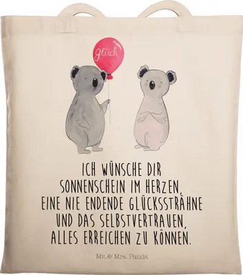 Produktbild von Mr. & Mrs. Panda Tote Bag Koala Luftballon - Transparent - Geschenk, Geburtstag, Jutebeutel, Einkaufstasche, Tasche, Stoffbeutel, Einkaufstüte, Party