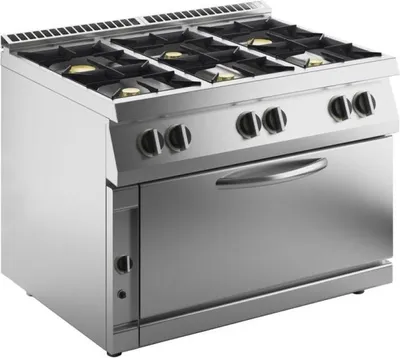 Obrázek produktu pro Plynový sporák KBS se 6 hořáky a velkou plynovou troubou, 6 x 6 kW, 1200 x 730 x 900 mm, piezoelektrické zapalování