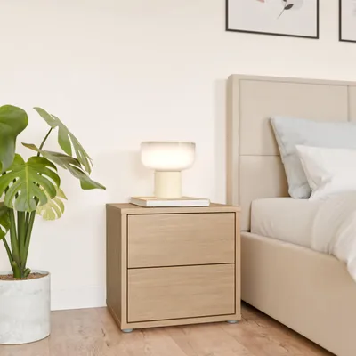 Produktbild von Forte ALICE SPRINGS Nachtschrank 50, modern-minimalistisch, 3 Schubladen, Schlafzimmer, Holzwerkstoff, Elegancia Eiche Holzdekor, 49,8 cm breit x 68,9 cm hoch x 41,5 cm tief