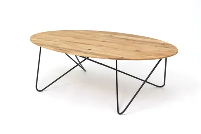Produktbild von Moderner Couchtisch Wohnzimmertisch Sofatisch Nierentisch groß 120x60 Massivholzplatte