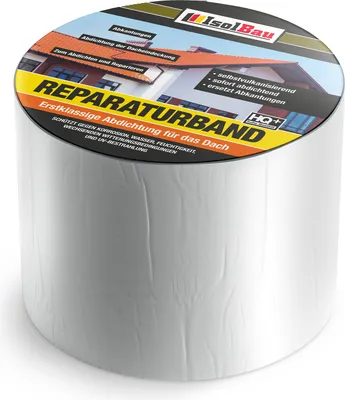 Produktbild von Isolbau Butyl Reparaturband - Aluminium, 100 mm x 10 m - Abdichtungsband für das Dach Loch Rohr wWohnmobile - Wasserdichter Schutz gegen Korrosion Witterung & UV-Bestrahlung - Selbstklebende Klebeband Dichtdnad