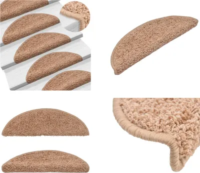 Produktbild von vidaXL Treppenmatten 15 Stk. Beige 56x17x3 cm - Treppenmatte - Treppenmatten - Stufenmatte - Stufenmatten