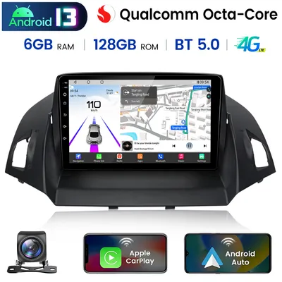 Immagine prodotto di Autoradio CarPlay Android Auto per Ford Kuga Escape (2013-2016) - processore octa-core ad alte prestazioni, 6+128GB, GPS, Bluetooth, touchscreen