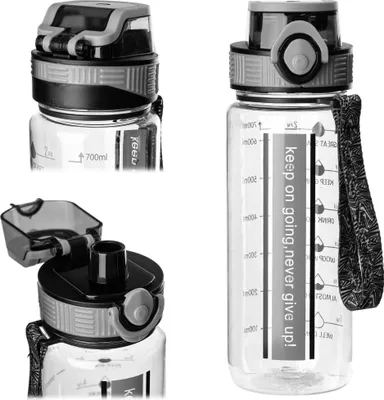 Produktbild von KADAX Trinkflasche 750ml, Schwarz auslaufsichere Wasserflasche aus BPA-freiem Tritan, wiederverwendbare Sportflasche mit Klappdeckel, Tragegriff und Zeitmarkierung