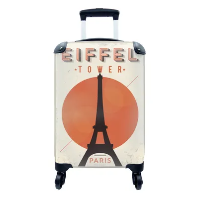 Produktbild von MuchoWow® Koffer Handgepäck Trolley Rollkoffer Kleine Reisekoffer mit 4 Rollen - Eiffelturm - Vintage - Paris - Cabin Size < 55x40x23 cm & 55x40x20 cm - Fotokoffer - Kabinenkoffer - Boardgepäck - Reise-Box - Reisekoffer - Reisegepäck - Koffer mit Bild - Trolley für Kinder