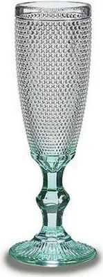 Obrázek produktu pro Sklenice na šampaňské de čirá tyrkysová tečkovaná sklenice 6 kusů (185 ml)