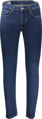 Image de Jean conique 5 poches pour homme, bleu, en denim, avec détail logo