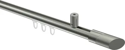 Produktbild von Interdeco Innenlaufstange / Gardinenstange mit Innenlauf Edelstahl-Optik, Typ Sonius Verano (Schräge Bicolor) Deckenmontage, 20 mm Ø 1-läufig, 100 cm