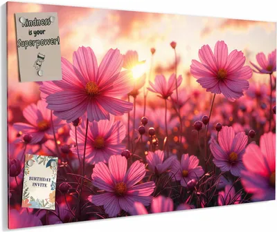 Produktbild von Magnettafel 90x60cm magnetisch & beschreibbar Metall-Board - Blumenfeld Sonnenuntergang