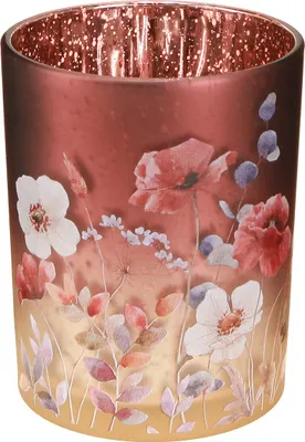 Produktbild von Blumenmotiv Windlicht Glas für romantische Tischdeko und stimmungsvolles Ambiente, 2 Stück