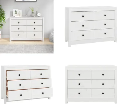 Produktbild von vidaXL Beistellschrank Weiß 100x40x72 cm Massivholz Kiefer - Beistellschrank - Beistellschränke - Schrank - Lagerschrank
