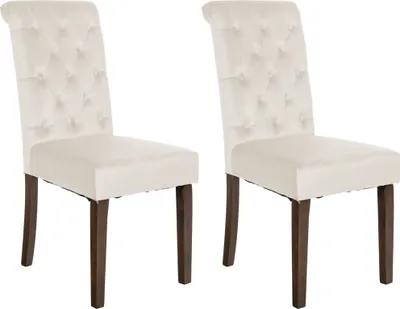 Produktbild von CLP 2er Set Esszimmerstühle Lisburn Mit Lehne im Chesterfield Design,creme Samt