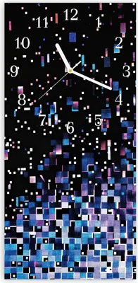 Produktbild von Wanduhr aus Glas mit Motiv Pixelmuster- 30 x 60 cm - inkl. Aufhängesystem