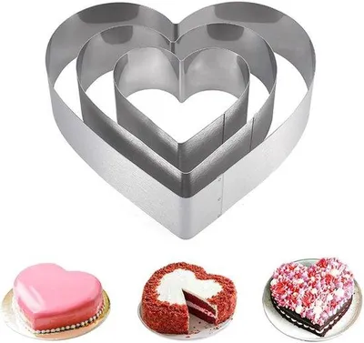 Produktbild von Famanu Herzförmige Backform 3er Set - Edelstahl, 10/15/20 cm