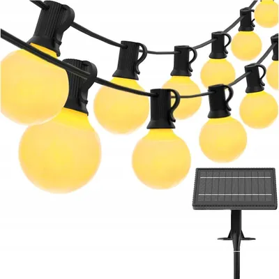 Solar-Lichterkette 7 m, 50 warmweiße LEDs, wetterfest, 8 Modi