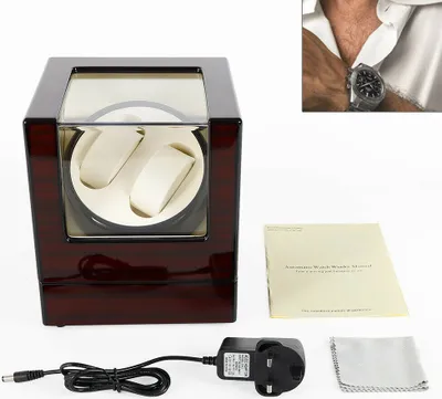 Produktbild von Dřevěné hodinky Watchwinder Watchbox pro 2 hodinky Automatické hodinky Turner Box EU Adaptér Watchwinder hnědý Kubus